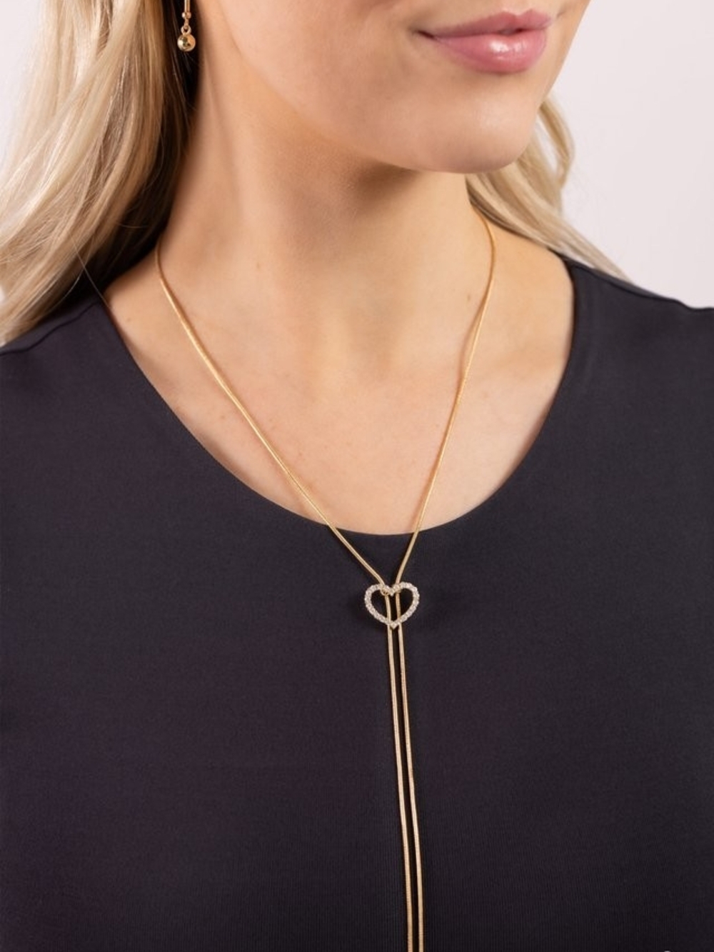 paparazzi Gold Double-Heart Lariat Necklace